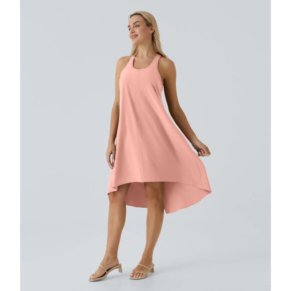 Halara Breezeful Racerback Side Pocket High Low Flowy Midi Quick Dry Dress L - Picture 1 of 9